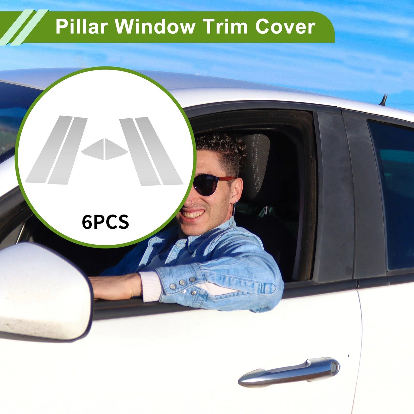 6 x Pillar Window Trim for Dodge Charger (2006-2010) Silver Tone