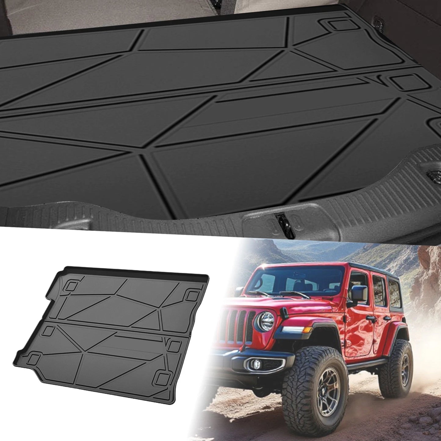 Cargo Liner Rear Trunk Mat for Jeep Wrangler (2018-2024) with Speaker Models