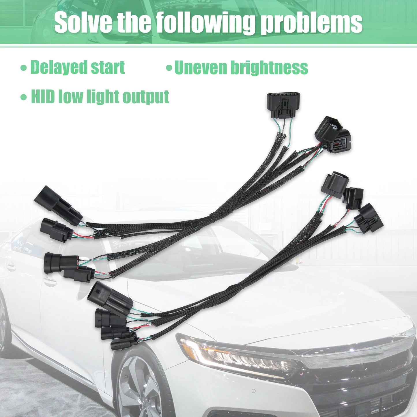 Headlight Adapter Wires for Honda Accord Sedan Halogen to Touring LED (2016-2017)