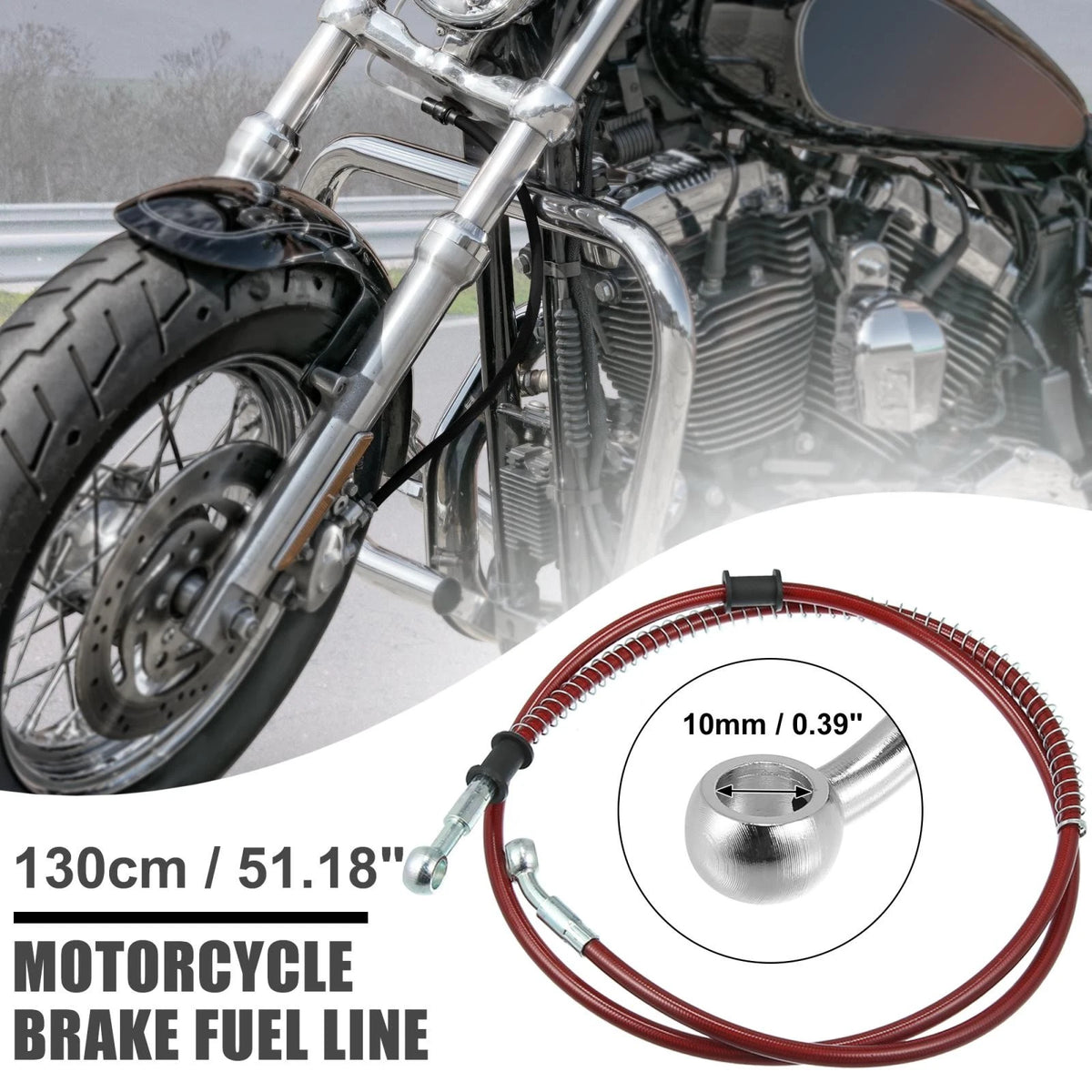 Ends / 130cm 10mm / Motorcycle Braided Brake Clutch Hose for Motorcycle