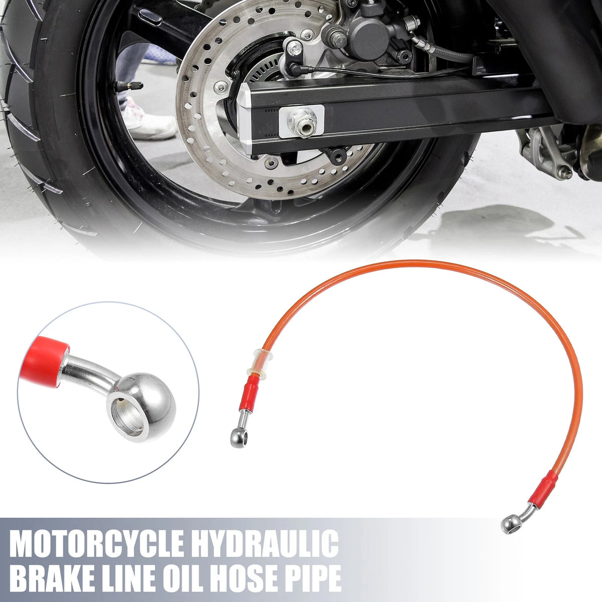 60cm 10mm Motorcycle Hydraulic Brake Line Hose Pipe 28° Orange for Motorcycle