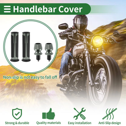 7/8" 22mm Hand Grips Rubber Titanium Tone for Motorcycle
