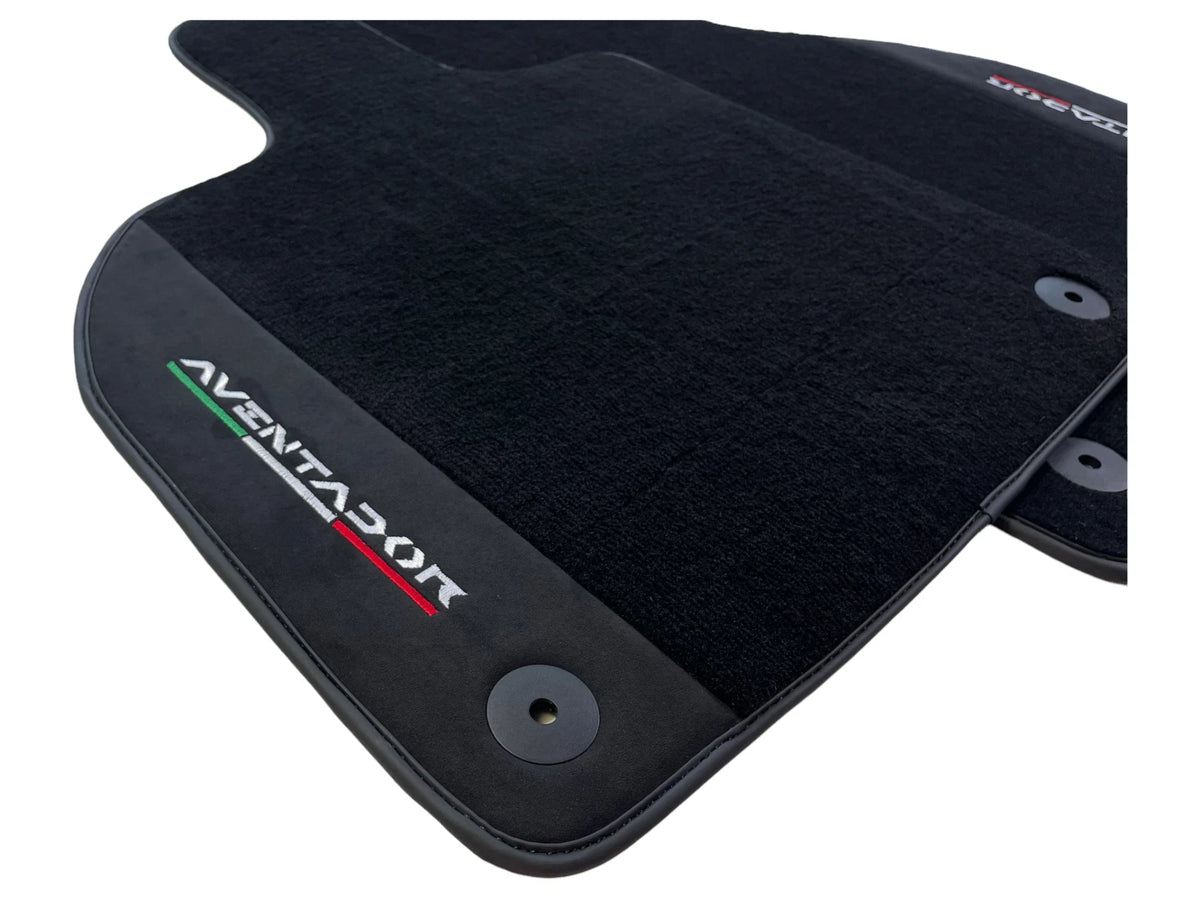 Black Floor Mats for Lamborghini Aventador 2012-2022 with Alcantara Leather