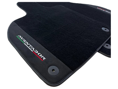 Black Floor Mats for Lamborghini Aventador 2012-2022 with Alcantara Leather