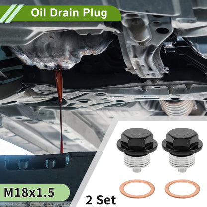 2 x M18x1.5 Copper Oil Drain Plug W/Gasket for Car Motorcycle