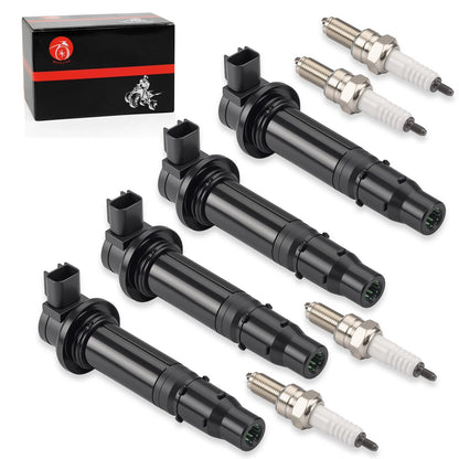 4 Pack Ignition Coils & Spark Plug for Yamaha YZF R6/R6S 2003-2009