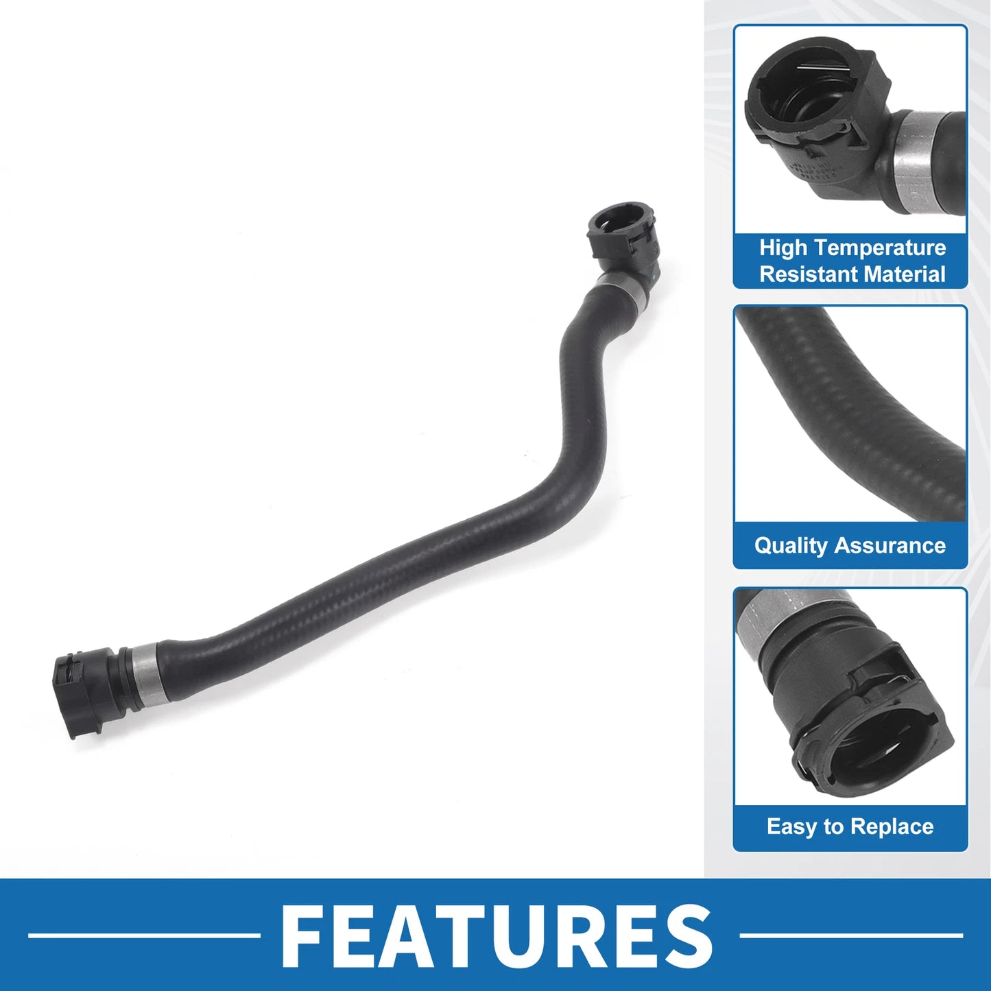 HVAC Heater Hose for BMW 230i 2.0L (2017-2020) Rubber Black 1 x Piece