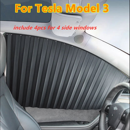 4x Side Window Sleep Privacy Camping Sunshade Shading Curtain for Tesla Model 3