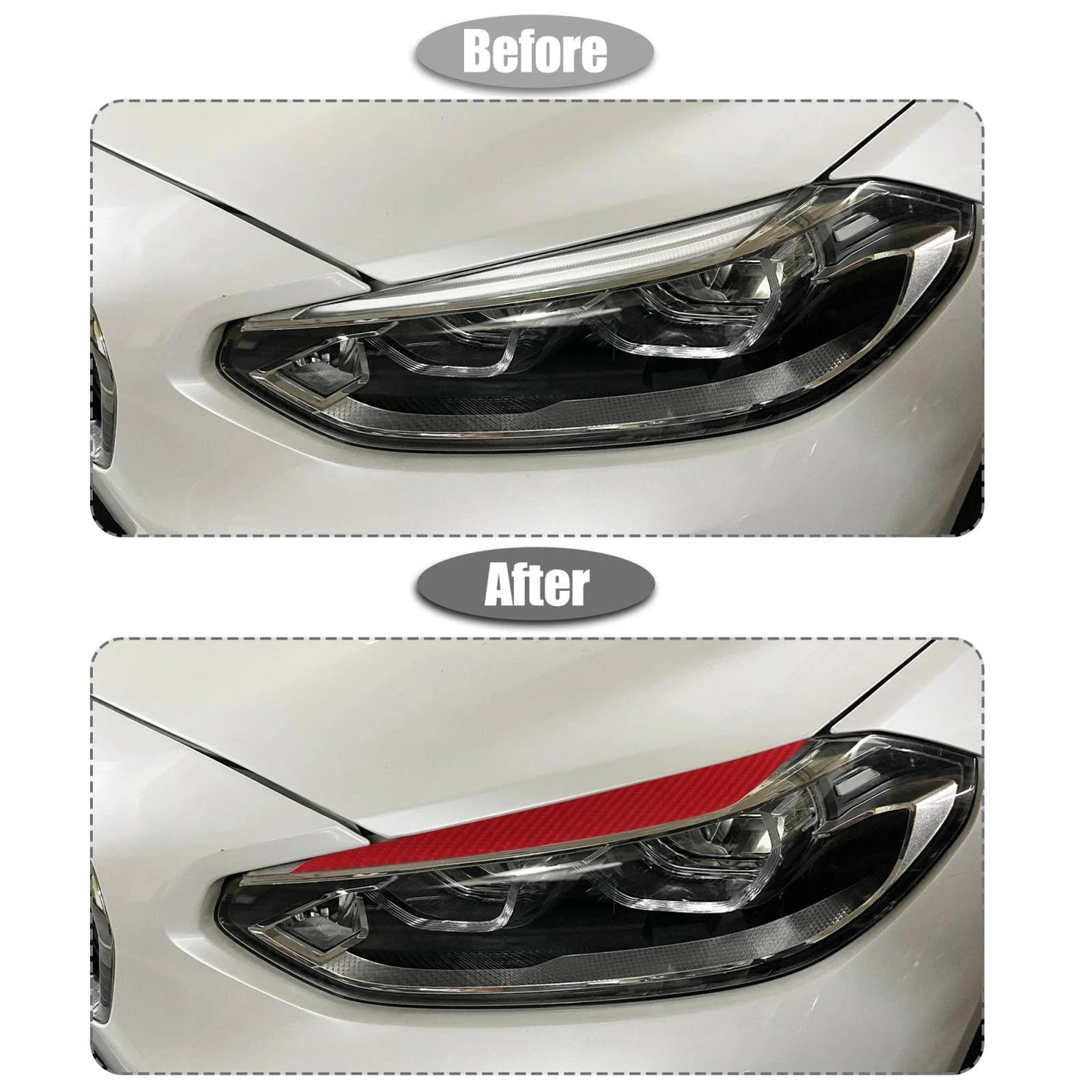 Headlight Eye Lid Cover Sticker for BMW F30 (2012-2019) - 1 Pair Carbon Fiber
